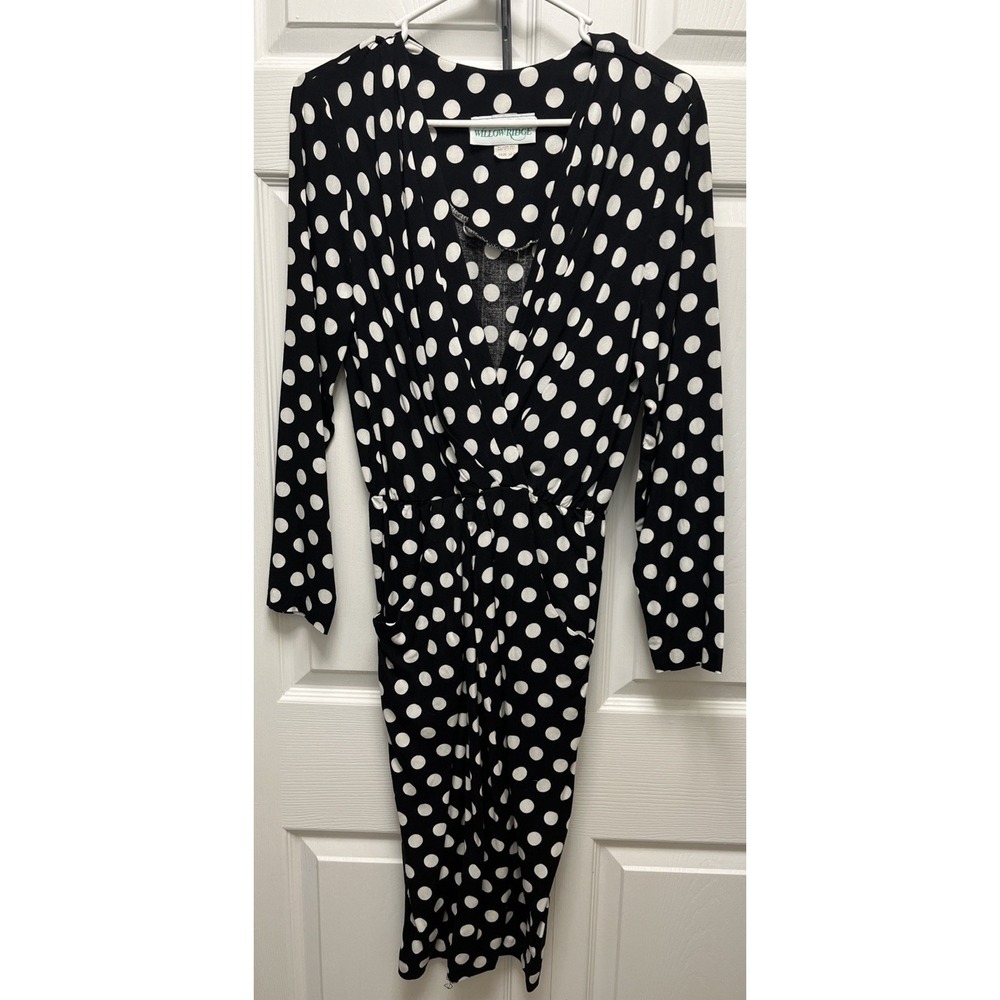 Vintage Willow Ridge Women's Black Polka Dot Dress Size 12